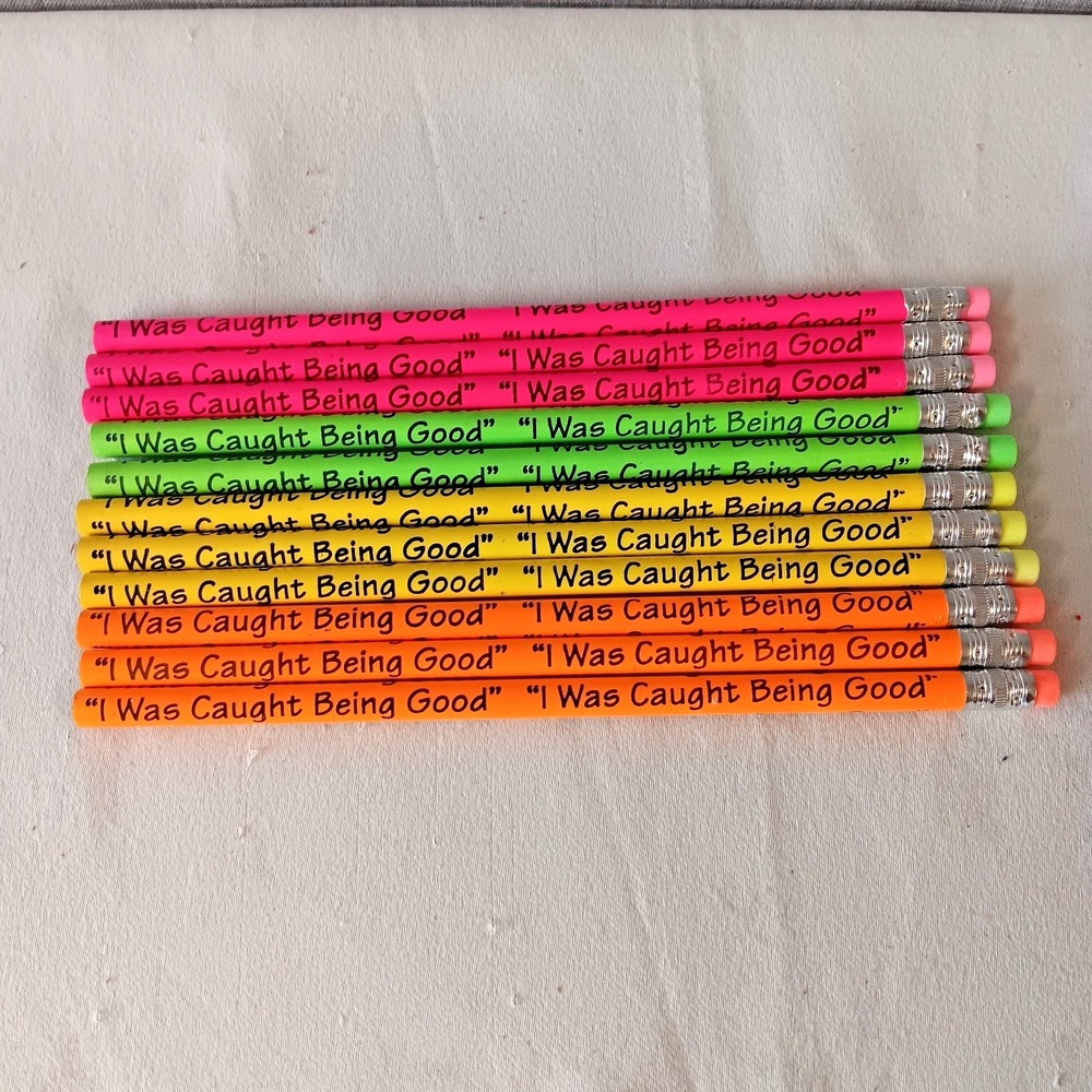 Vintage 90s Neon Pencils I Was Caught Being Good 11 Pack Rewards School Teachers